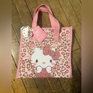 HELLO KITTY PINK HEARTS LEOPARD TOTE SHOULER BAG PURSE CARRY ON RARE! NWT